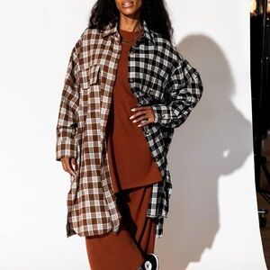 Oversized Grunge Flannel in Half + Half Yellow and Black (no longer on site)